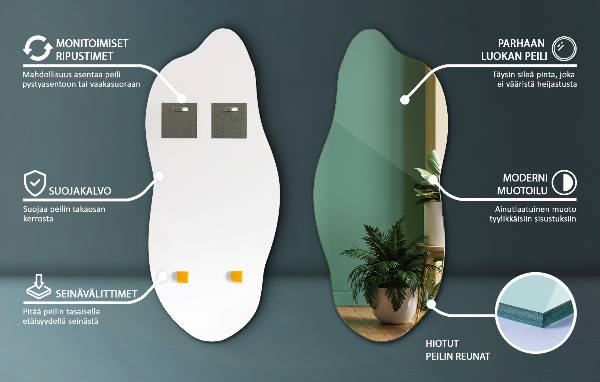 Miroir irregulier moderne 45x100 cm