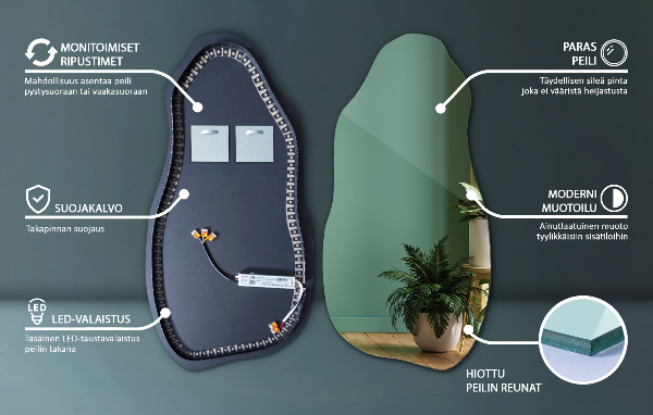 Miroir organique led minimaliste 40x80 cm