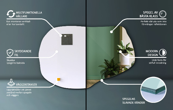 Miroir organique sans cadre 80x52 cm