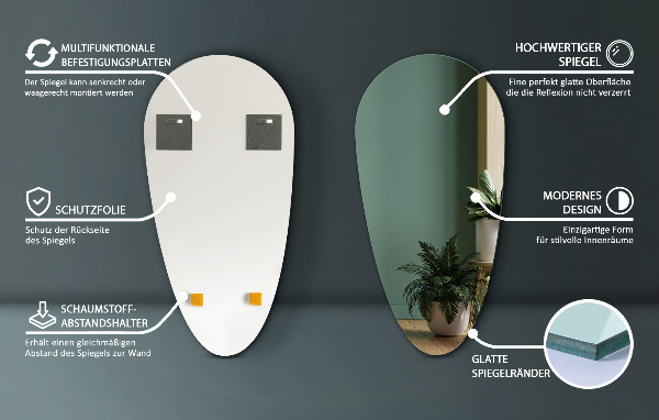 Miroir goutte sans bord 40x80 cm