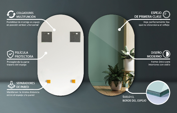 Miroir ovale sans cadre 52x90 cm