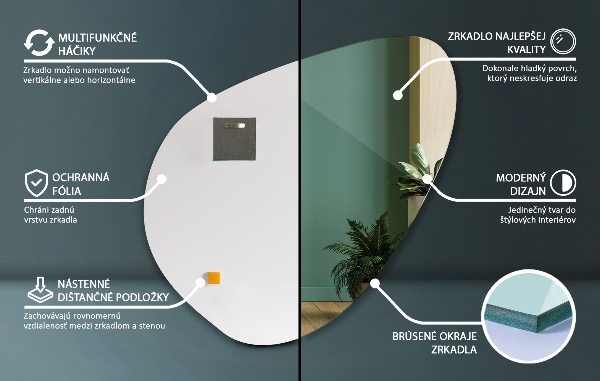 Miroir asymétrique 48x48 cm