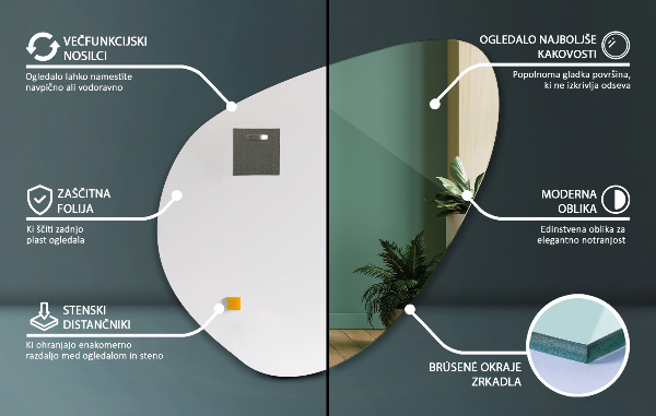Miroir asymétrique 48x48 cm