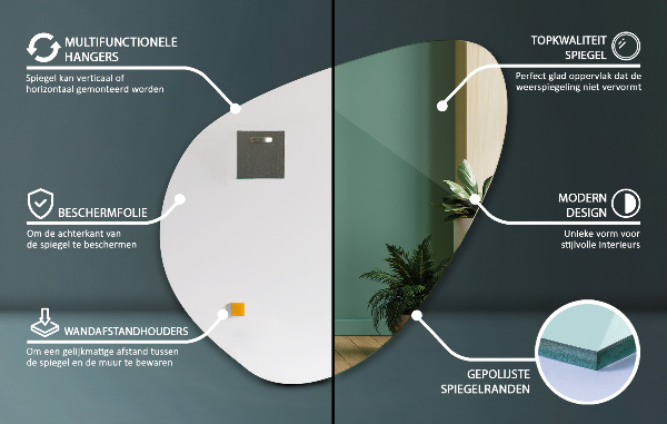 Miroir asymétrique 48x48 cm