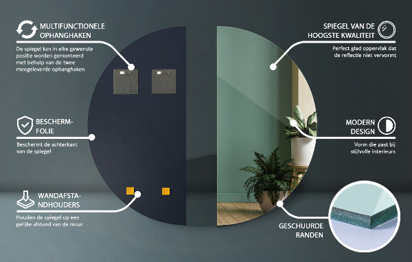 Miroir demi-rond sans bordure 40x80 cm