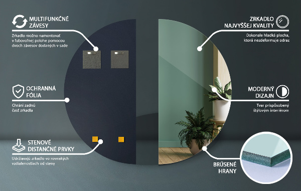 Miroir semi-circulaire sans bordure 50x100 cm