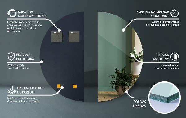 Miroir semi-circulaire sans bordure 50x100 cm