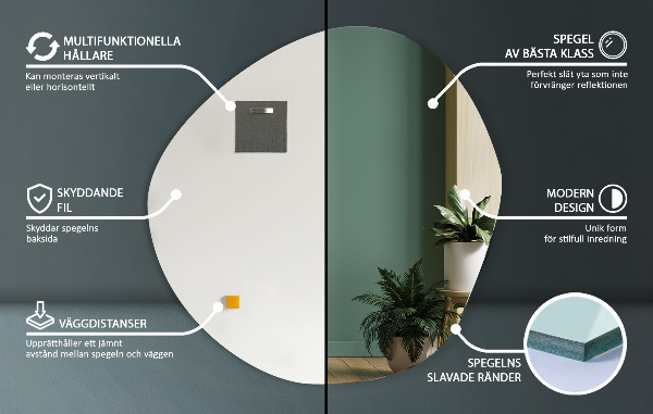 Miroir mural asymétrique sans bordure 97x96 cm