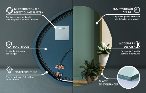 Miroir organique led 68x67 cm