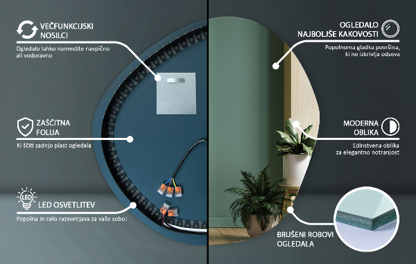 Miroir forme organique led 87x86 cm