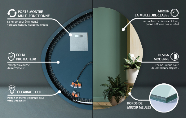 Miroir organique led 97x96 cm