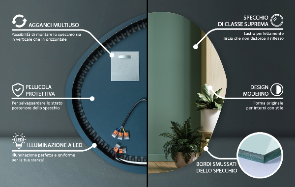 Miroir organique led 97x96 cm
