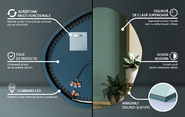 Miroir organique led 97x96 cm