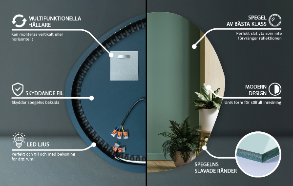 Miroir organique led 97x96 cm