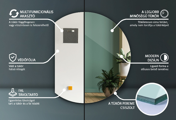 Demi cercle miroir 70x80 cm