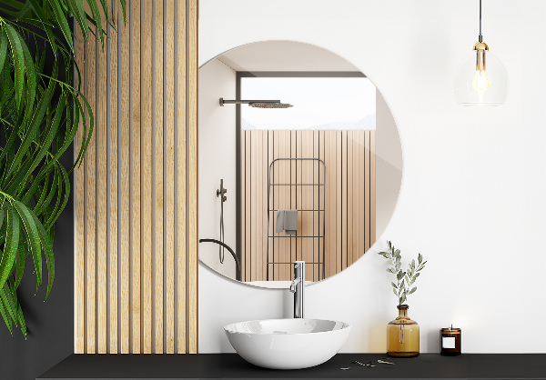 Demi lune miroir sans cadre 84x100 cm