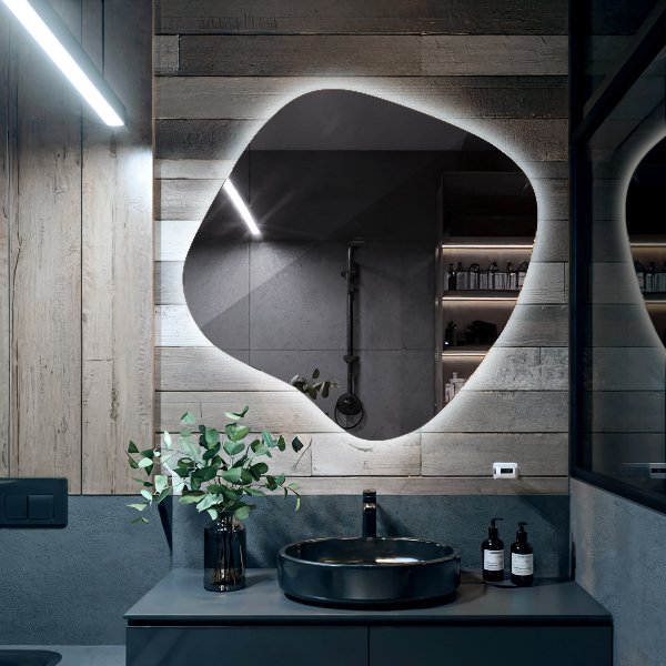 Miroir forme irrégulière lumineux 68x67 cm