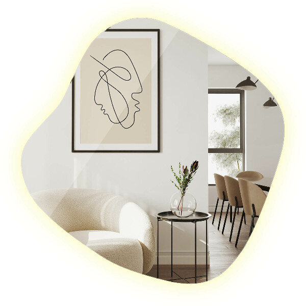 Miroir forme irrégulière lumineux 68x67 cm