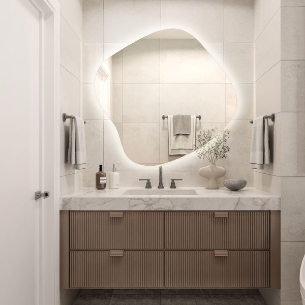 Miroir forme irrégulière lumineux 68x67 cm