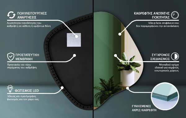Miroir forme irrégulière lumineux 77x77 cm