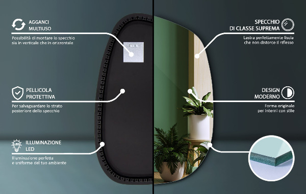 Miroir organique led 68x47 cm