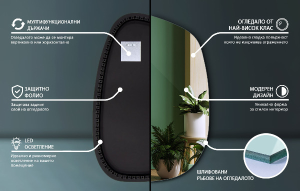 Miroir organique led 68x47 cm