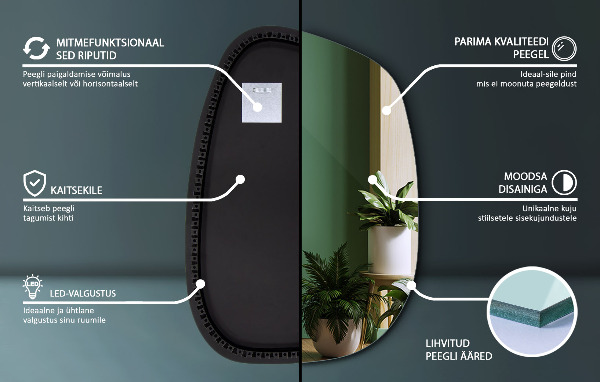 Miroir organique led 68x47 cm