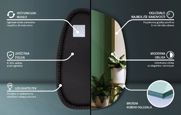 Miroir lumineux irregulier 79x57 cm