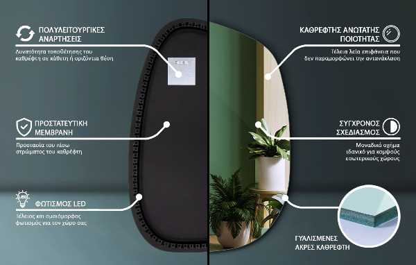 Miroir forme originale lumineux 91x66 cm