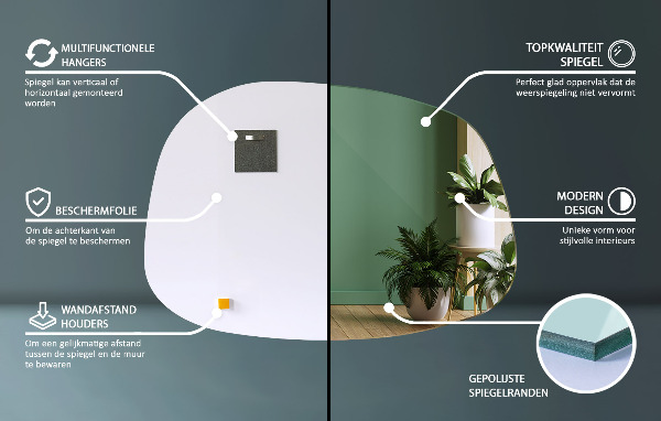 Miroir asymétrique en forme de tache 55x38 cm