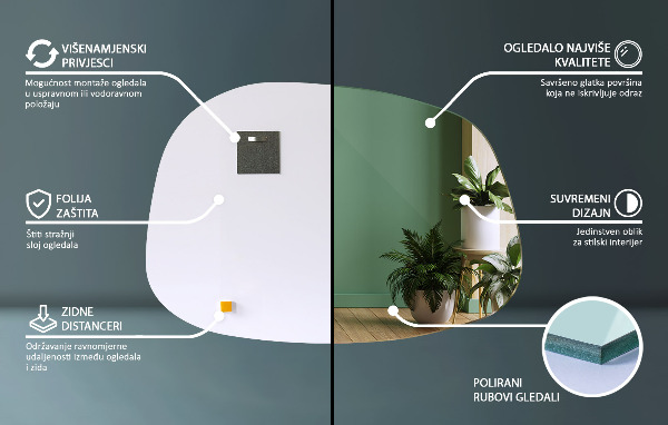 Miroir asymétrique en forme de tache 91x66 cm