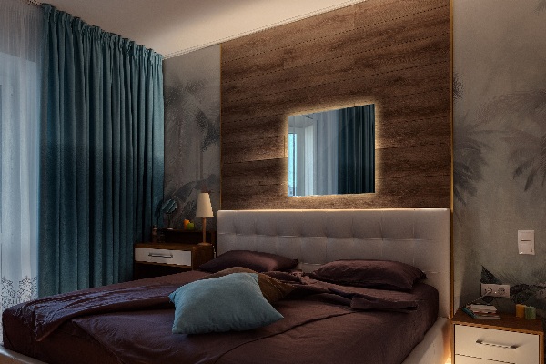 Miroir rectangulaire mural rétro éclairé 50x50 cm