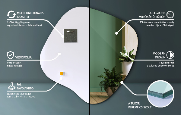 Miroir asymétrique tache original 58x59 cm