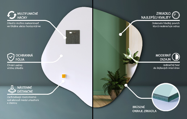 Miroir asymétrique tache original 68x67 cm