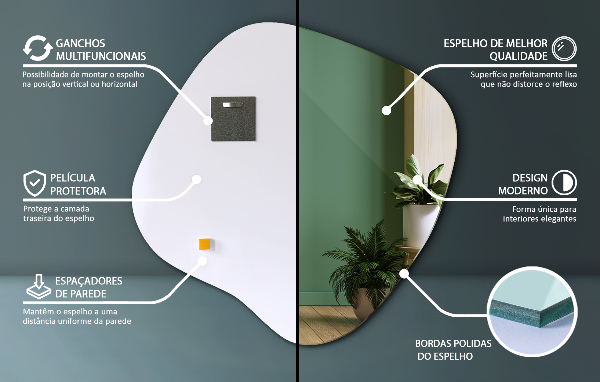 Miroir asymétrique tache original 77x77 cm