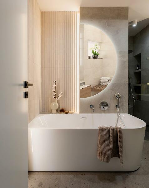 Miroir semi-circulaire led 25x50 cm