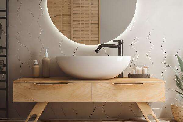 Miroir demi-cercle lumineux led 30x60 cm