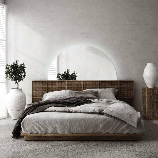 Miroir semi-circulaire avec led 50x100 cm