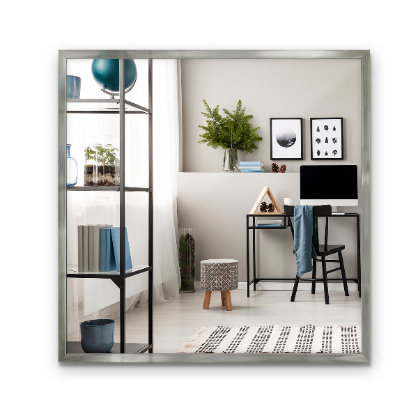 Miroir épuré carré avec cadre argenté 50x50 cm