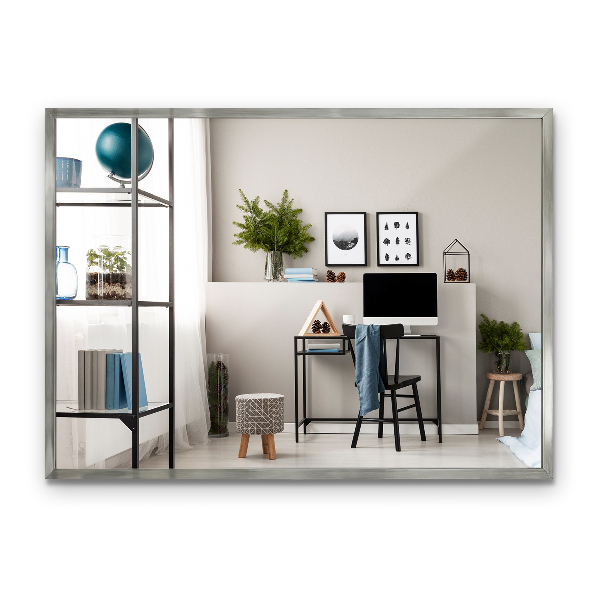 Miroir épuré rectangulaire avec cadre argenté 70x50 cm