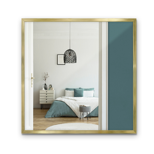 Miroir épuré carré avec cadre doré 50x50 cm