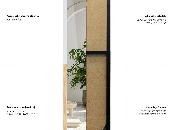 Miroir sur pied blanc 36x156 cm