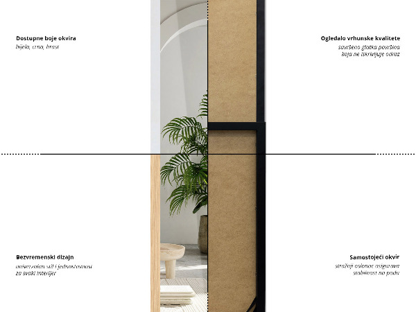 Miroir sur pied blanc 36x156 cm