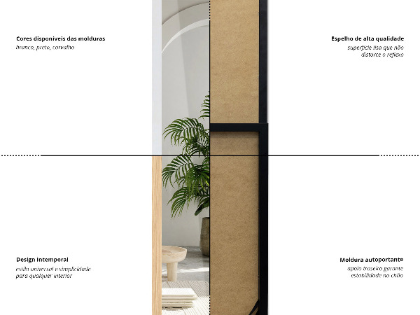 Miroir sur pied blanc 36x156 cm