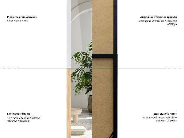 Miroir sur pied noir 36x156 cm