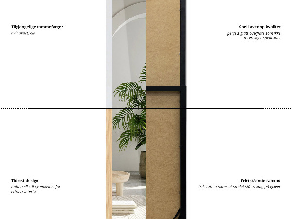 Miroir sur pied noir 36x156 cm