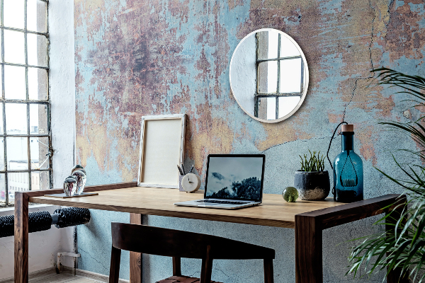 Miroir rond moderne contour blanc fi 80 cm