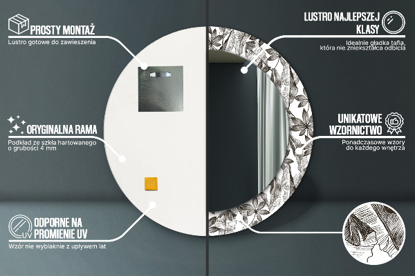 Miroir rond imprimé Feuilles tropicales