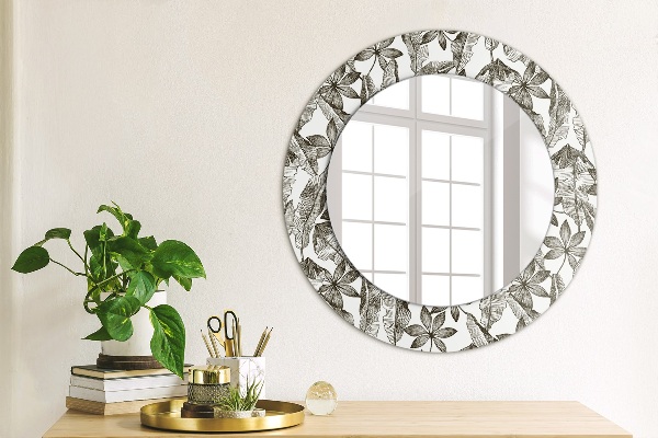 Miroir rond imprimé Feuilles tropicales