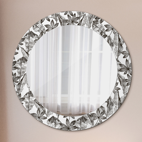 Miroir rond imprimé Feuilles tropicales